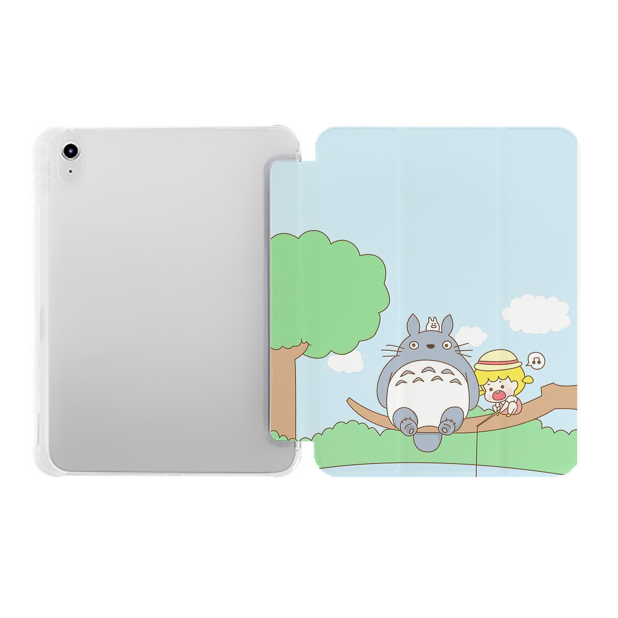 （画像用） となりのトトロ 草壁メイ 草壁サツキ My Neighbor Totoro Satsuki Kusakabe Mei Kusakabe IPad ケース ペン収納付き 三つ折りスタンド PUレザー×シリコン 対応機種9.5/10.5/10.9インチ